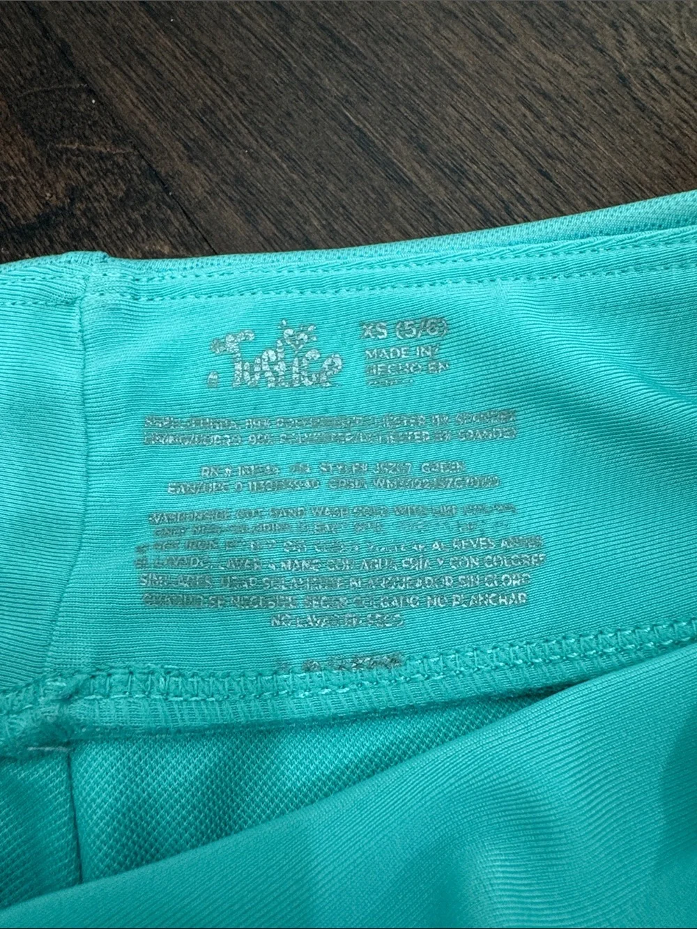 Justice Girls Dance Shorts Shimmery Aqua Blue Green Ruched Sides, size XS 5/6